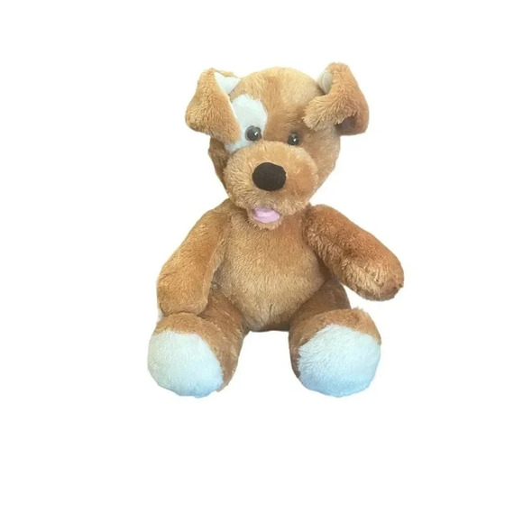BAB Patches Brown Sugar Puppy Dog White Eye Patch 14" Pink Tongue Stuffed Animal - Picture 1 of 12